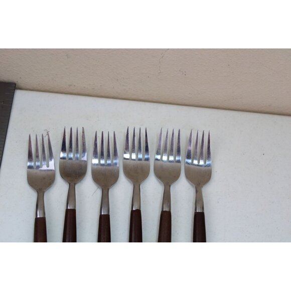 6 American Tempo Salad Forks 92465 Canoe Muffin Vintage - Picture 4 of 5